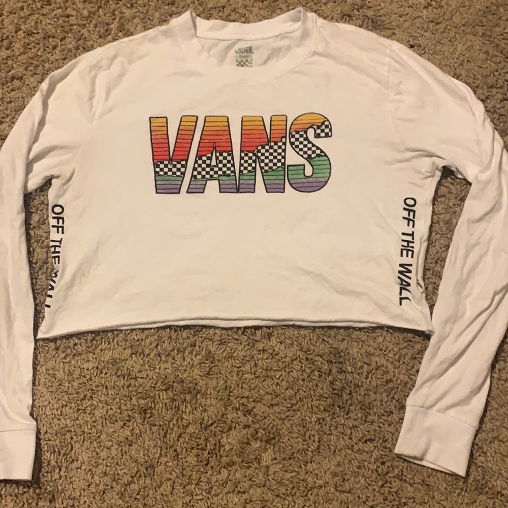 long sleeve white “VANS” top